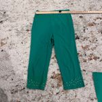 Quacker Factory  Green Womens 3/4 sleeve Embellished Rhinestones pant set Med Photo 8