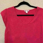 Three Dots hot pink shirt sz M Barbie lightweight natural fibers breathable Photo 2