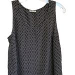 Pleione Women's Black & Tan Geometric Pleated Tank Top S Photo 5