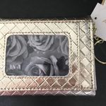 Adrienne Vittadini A.V. gold basket weave wallet id card RFID Keychai Photo 1