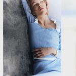 H&M Women's Light Blue Ruffle-trimmed Rib-knit Top Set S Photo 6