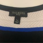 Talbots Petite Black White V-neck Crochet Knit Sweater Size LP Photo 1