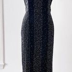Laurence Kazar vintage •  90s beaded maxi dress black silk chiffon formal evening Photo 0