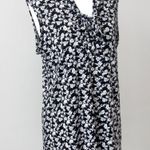 Jones New York Signature Black White Floral Sleeveless Bow Neck Blouse Medium Photo 3