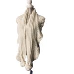 Charter Club White Knit Scalloped Crochet Pom Pom Trim Scarf Women Sz OS Photo 5