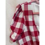 GOOBGS Red White Gingham Plaid Square Neck Puff Sleeve Fit Flare Dress XL Photo 2