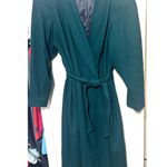 Vintage Portrait 100% Wool Coat Forest Green Sz 14 Petite Long belted FLAWS Photo 0