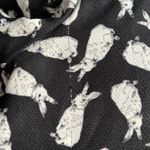 Moon Top Rabbit Print Blouse Black White Exaggerated Peter Pan Collar Bow Tie Photo 12