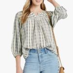 Knox Rose Chambray/ Denim and Cream Striped Top sz xxl Photo 2
