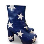 Blue platform ankle boots with white stars wonderwoman go go women’s size 8 Photo 1