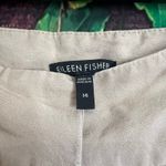 Eileen Fisher  Tencel Linen Khaki Trousers Yoke 14 Straight Leg Slacks Pants Tan Photo 5
