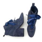 Sam Edelman Boot Tate Dark Blue Suede Block Heel Lace Up Granny Boot Size 5.5 Photo 2