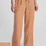 Athleta Cabo Wide Leg Pants Womens 4 Orange/Brown Linen Textured Drawstring Photo 0