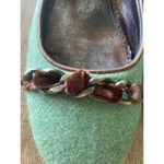 J.Crew Women’s Green Wool Ballet Flats Leather Lining and Chain Detail, Sz 7 Green Photo 7