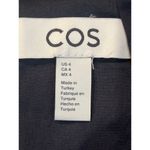 COS  Black Cotton Skirt with Mini Length Lining Back Split and Zip Size 4 Photo 2