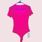 NWT REORIA Mesh Sleeve Square Neck Bodysuit – Hot Pink – Small Photo 6