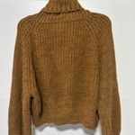 H&M Divided XL Pullover Cowl Neck Zip Long Sleeve Crop Chunky Knit Brown Neutral Tan Photo 2