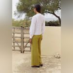 arkitaip Clara Flared Linen Trousers Willow Green High Rise 100% Belgian Linen Size L Photo 3