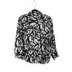 Chico's  No Iron Black White Leaves 100 Linen Button Front Shirt Women 2.5 US L 14 Photo 5