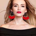 Red Tassel Earrings Photo 0