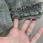 Ann Taylor Fine Italian Fabric Woven/Fringe Green/White Blazer Photo 3