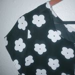 Ny Collection L Smart Capped Sleeved White Blooms on Black Career Workwear Top Photo 7