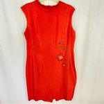 Vintage DJ & Co by Dawn Joy Orange Floral Embroidered Sheath Dress Size 12 Photo 13