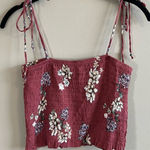 PacSun ✨ Lottie Moss Tie Strap Smocked Crop Tank Pink Floral Small Photo 0