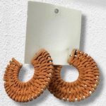 Free People  See If I Care Suede Hoops in Tan Brown Earrings Bohemian Western NWT Photo 0