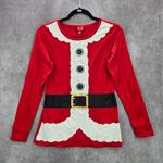 Red Christmas Santa Suit Print Holiday Festive Costume Party Elf Top Medium Photo 0
