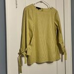 Lafayette 148 Paige Ithaca Gingham Check Blouse size medium 3/4 sleeves with bow Yellow Photo 2