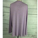 Chico's 2 Light Sweater Womens L Purple Striped Crew Neck Long Sleeves Stretch Photo 4
