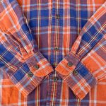 st. john's bay  Orange Plaid Flannel Button Up Long Sleeve T-shirt Photo 2