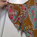 Paisley Grace  Women's Yellow Paisley Blouse Tunic Size XXXL Pink Ruffle Sleeve Photo 5