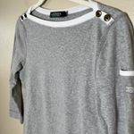 Ralph Lauren Vtg Lauren Top Boat Neck Gray Nautical Fisher Core Y2K Baby Tee M Photo 6