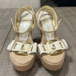 Dolce & Gabbana  D & G wedge sandal in EUC White patent leather and gold Photo 1