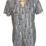 Chico's Chico’s blue watercolor short sleeved top jewel bar neckline‎ size 0/US small Photo 0