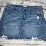 KanCan Distressed Denim Skirt Raw Hem Blue Jean Skirt 22 Size undefined Photo 0