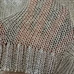 Paper Denim & Cloth  Metallic Gray Crew Neck Sweater Ribbed & Sheer Effect Photo 2