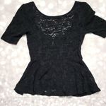 Free People Black Lace Peplum Open Back Top XS Photo 0