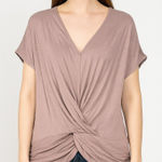 Arden B  Mauve Twist Front Short Sleeve Top Photo 0