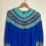 Talbots Colorful Fair Isle Knit Cardigan Wool Blend Sweater Women's small Photo 1