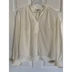 Madewell Small Ivory Silk Shirred Smocked Neck Long Sleeve Blouse Top Elegant Photo 1
