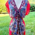 Papaya  Semi Sheer Paisley Tunic Top Photo 0