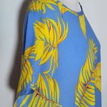 Joy Joy  Blue and Yellow Tropical Print Dolman Sleeve Blouse Size Medium Photo 5