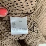 Gerard Darel | Silk Crinkle Button Down Shirt Dress Tan Black Print S Photo 3