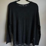 Vocal Black Lightweight Knit Sheer Lace Back Sweater Size 1XL Photo 0