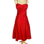 Watters & Watters Red Silk Midi Bridesmaid Dress 10 Strapless/Convertible Pleat Photo 1