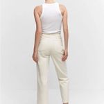 Mango NWT 328 Bonnie Straight Leg Jeans with Buttons Cropped High Rise Cream 6 Photo 4