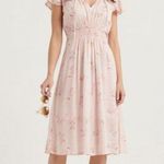 Lucky Brand Pink Cream Paisley Print Olivia Chiffon Dress Large Photo 0